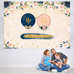 Lofaris Floral And Glitter With Balloons Baby Shower Backdrop