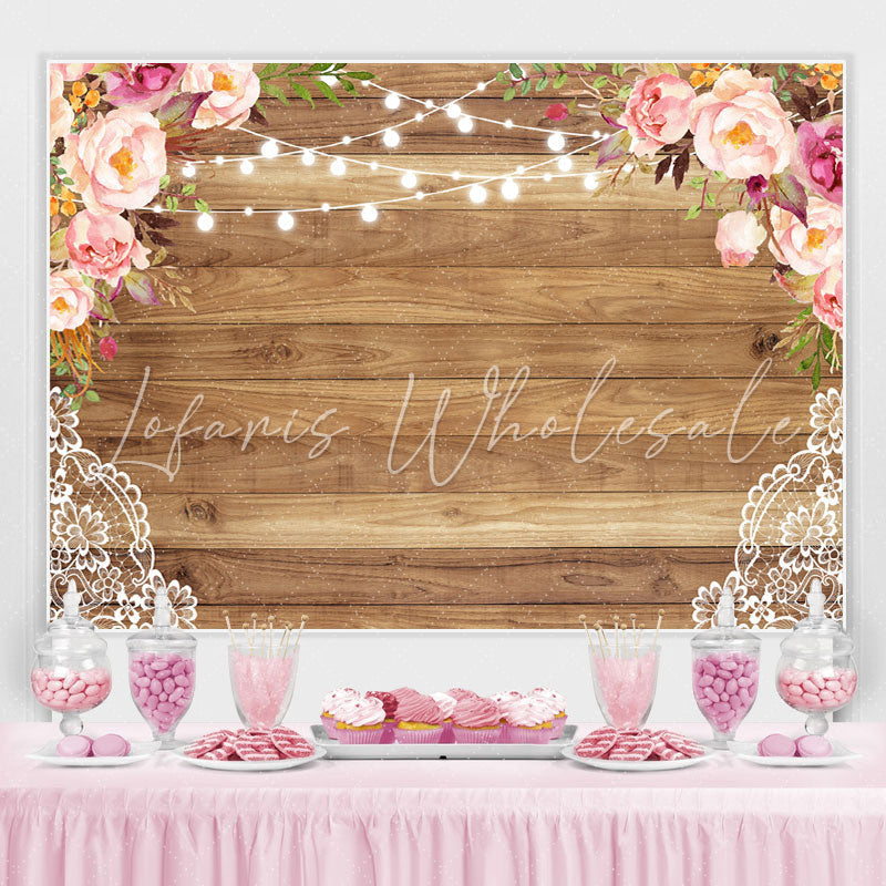 Lofaris Floral And Glitter Wooden Backdrop For Wedding Party