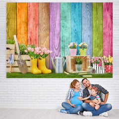 Lofaris Floral And Grassland Simple Theme Colour Wood Backdrop