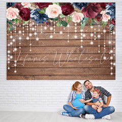 Lofaris Floral And Light Wooden Baby Shower Backdrop For Girl