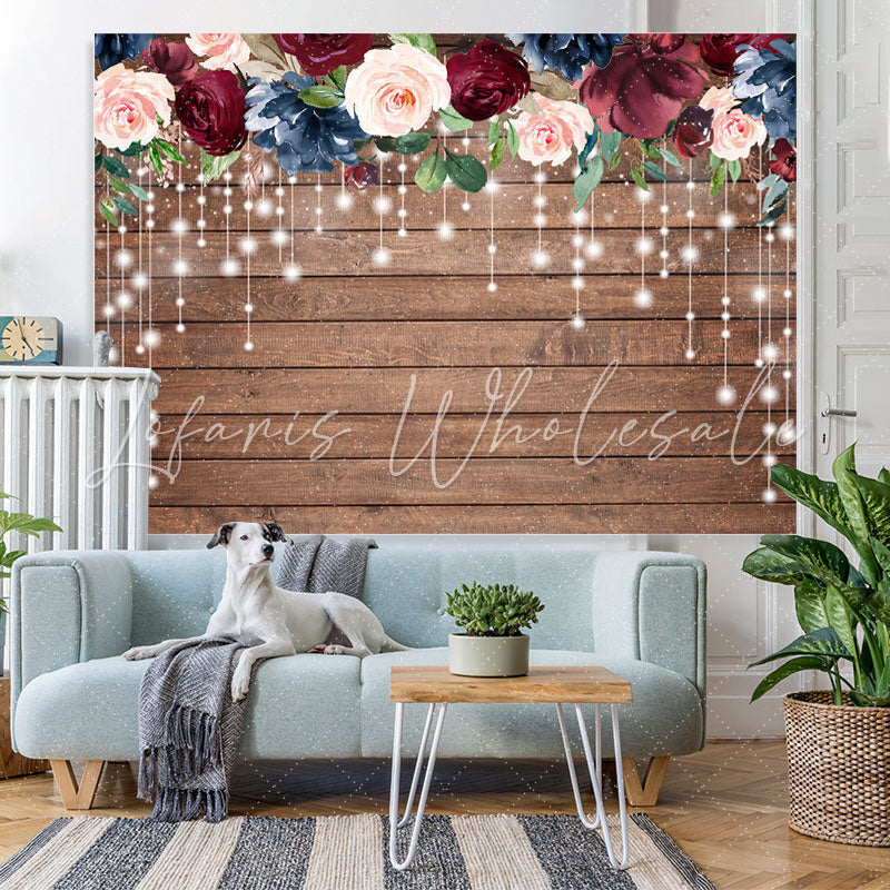 Lofaris Floral And Light Wooden Baby Shower Backdrop For Girl