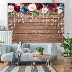 Lofaris Floral And Light Wooden Baby Shower Backdrop For Girl