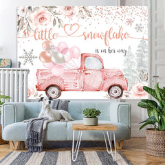 Lofaris Floral And Lovely Truck Baby Shower Backdrop For Girl