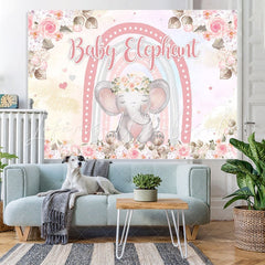 Lofaris Floral And Pink Lovely Elephant Baby Shower Backdrop