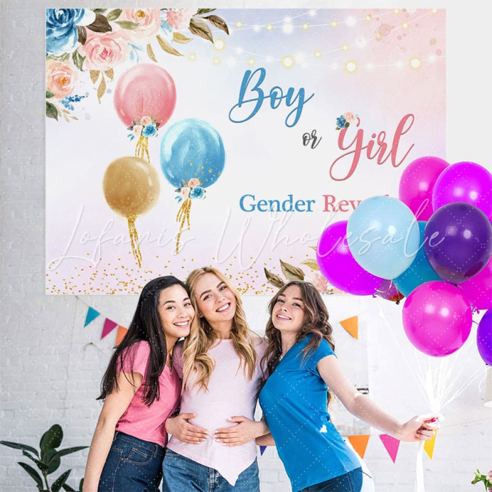 Lofaris Floral And Shiny Gender Reveal Baby Shower Backdrop