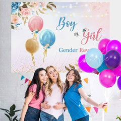 Lofaris Floral And Shiny Gender Reveal Baby Shower Backdrop