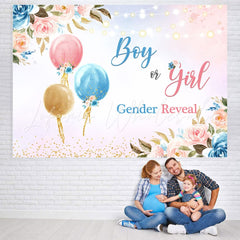 Lofaris Floral And Shiny Gender Reveal Baby Shower Backdrop