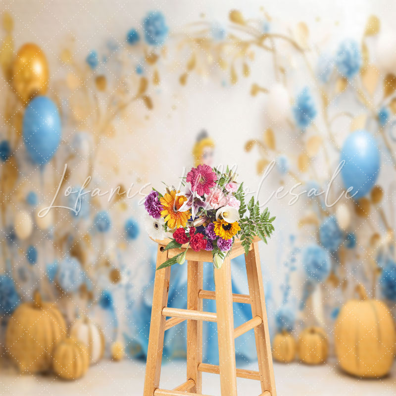 Floral Balloon Princess Cinderella Cake Smash Backdrop
