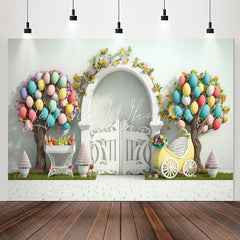 Lofaris Floral Balloon Tree White Door 1st Birthday Backdrop