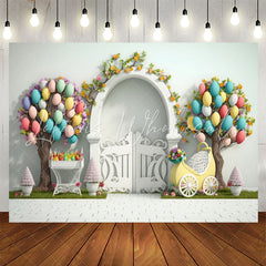 Lofaris Floral Balloon Tree White Door 1st Birthday Backdrop