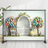 Lofaris Floral Balloon Tree White Door 1st Birthday Backdrop