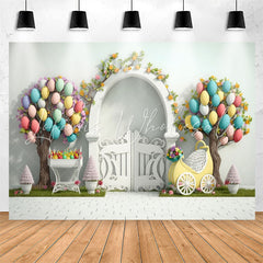 Lofaris Floral Balloon Tree White Door 1st Birthday Backdrop
