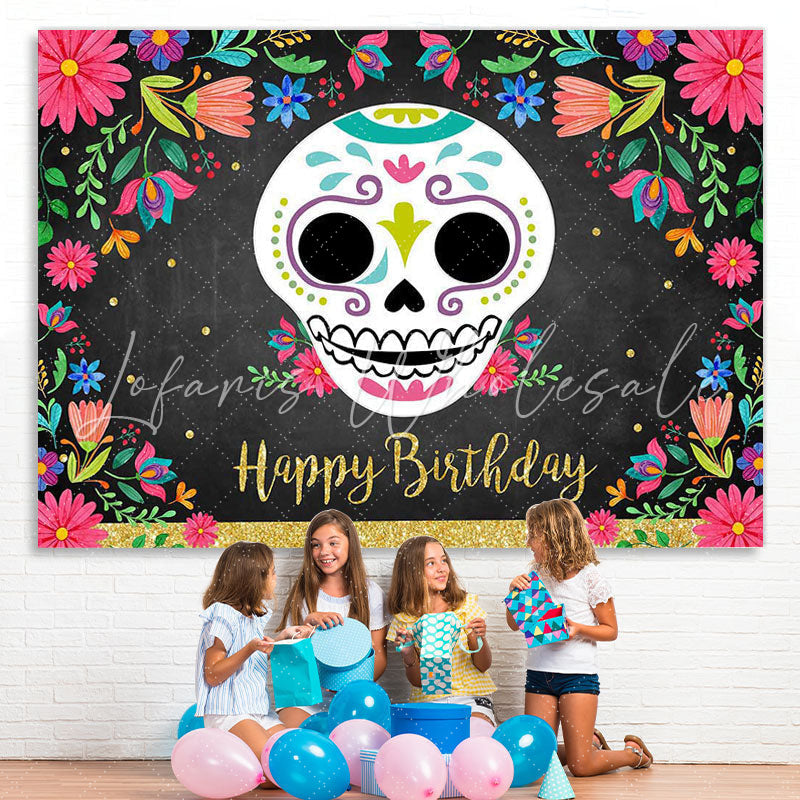 Lofaris Floral Black Photoshoot Backdrop for Birthday Party