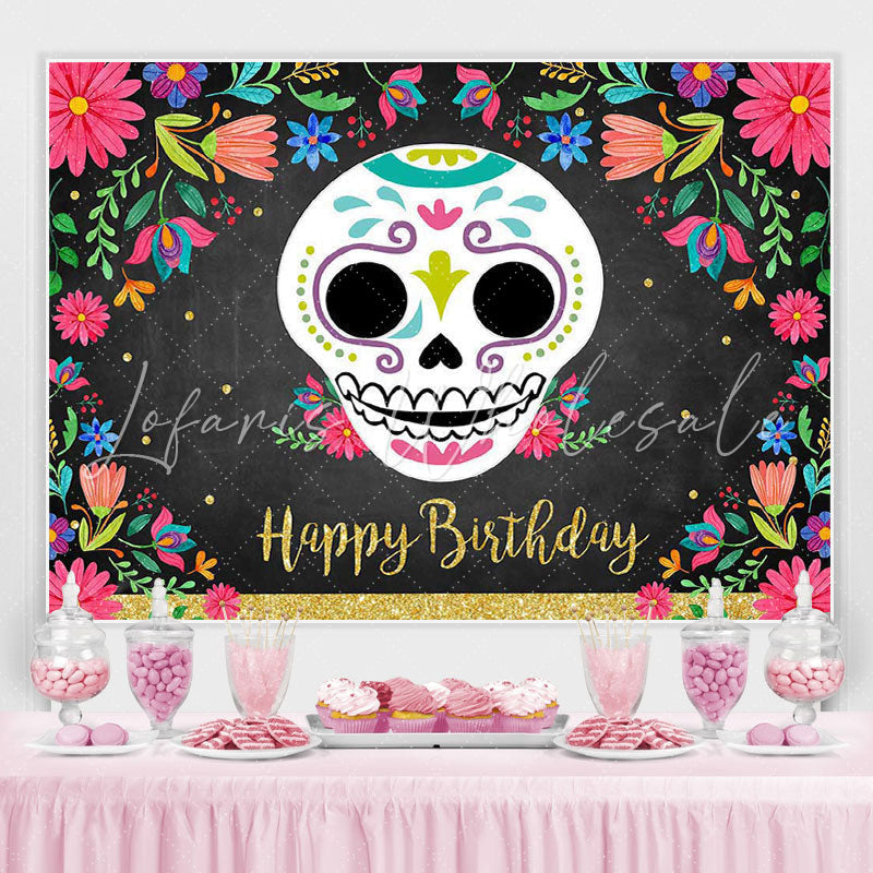 Lofaris Floral Black Photoshoot Backdrop for Birthday Party