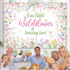 Lofaris Floral Butterfly Pink Spring Happy 2Nd Birthday Backdrop