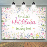 Lofaris Floral Butterfly Pink Spring Happy 2Nd Birthday Backdrop