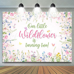 Lofaris Floral Butterfly Pink Spring Happy 2Nd Birthday Backdrop