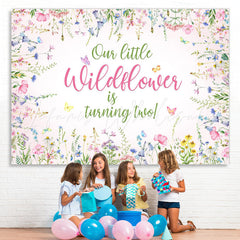 Lofaris Floral Butterfly Pink Spring Happy 2Nd Birthday Backdrop