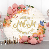 Lofaris Floral Butterfly Wood Round Mothers Day Backdrop