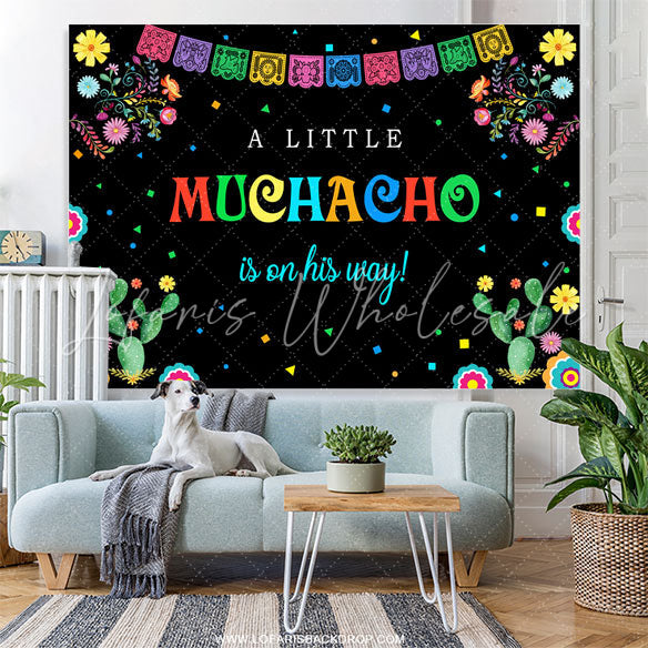 Lofaris Floral Cactus Little Muchacho Baby Shower Backdrop