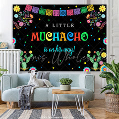 Lofaris Floral Cactus Little Muchacho Baby Shower Backdrop