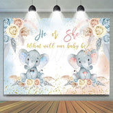 Lofaris Floral Elephant Gender Reveal Cute Party Backdrop