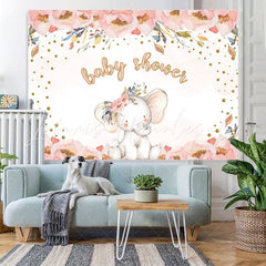 Lofaris Floral Elephant Pink Photoshoot Backdrop for Baby Shower