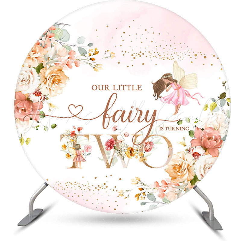 Lofaris Floral Fairy Round 2nd Birthday Backdrop For Girls