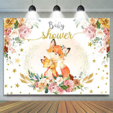 Lofaris Floral Fox Hug At Night Sweet Baby Shower Backdrop