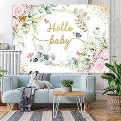 Lofaris Floral Glitter Butterfly Theme Baby Shower Backdrop