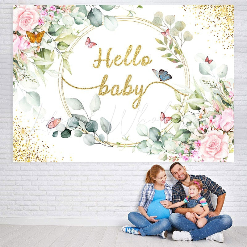 Lofaris Floral Glitter Butterfly Theme Baby Shower Backdrop