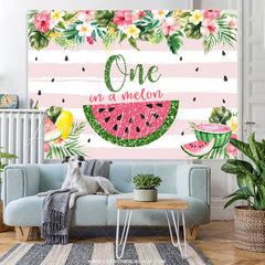 Lofaris Floral Glitter One In A Melon Summer Birthday Backdrop