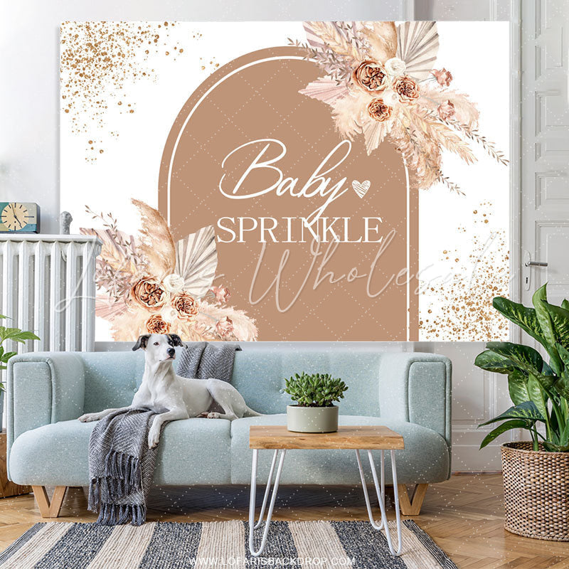 Lofaris Floral Glitter Sprinkle Boho Baby Shower Backdrop
