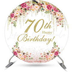 Lofaris Floral Gold Tassels Round 70th Birthday Backdrop
