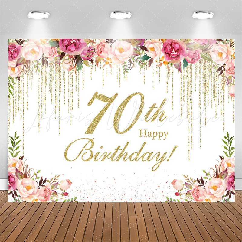 Lofaris Floral Happy 70th Birthday Photo Backdrop For Women