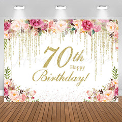 Lofaris Floral Happy 70th Birthday Photo Backdrop For Women
