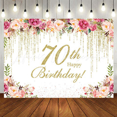 Lofaris Floral Happy 70th Birthday Photo Backdrop For Women