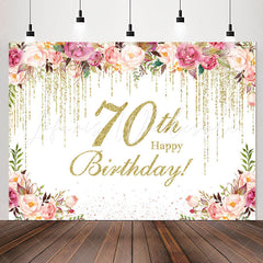 Lofaris Floral Happy 70th Birthday Photo Backdrop For Women