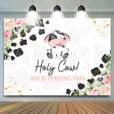Lofaris Floral Holy Cow Happy 2nd Birthday Backdrop For Girl