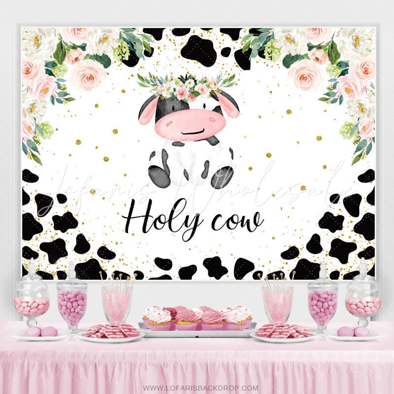Lofaris Floral Holy Cow Sweet Animal Backdrop For Event
