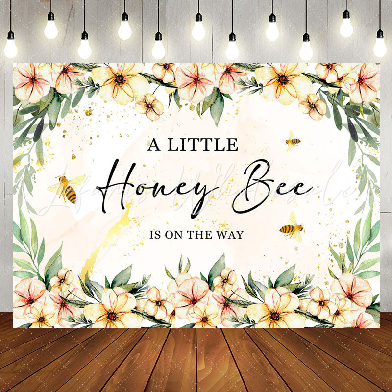 Lofaris Floral Honey Bee Is On The Way Baby Shower Backdrop