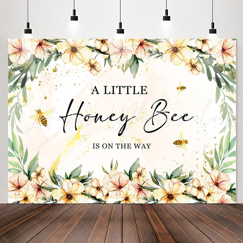Lofaris Floral Honey Bee Is On The Way Baby Shower Backdrop