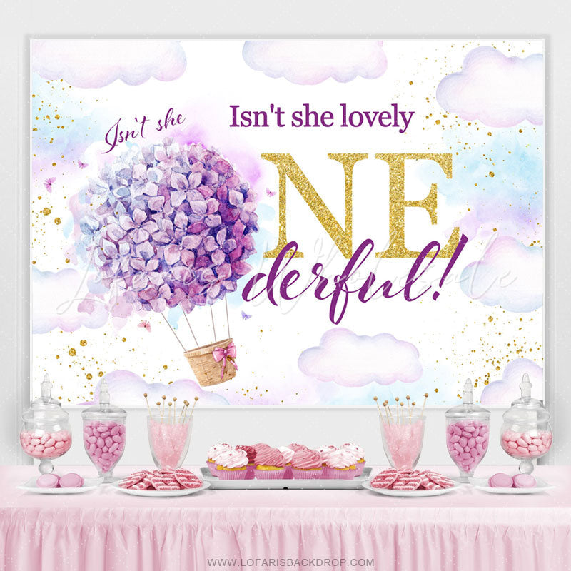 Lofaris Floral Hot Air Balloon Sky 1St Birthday Backdrop