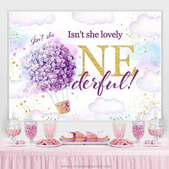 Lofaris Floral Hot Air Balloon Sky 1St Birthday Backdrop