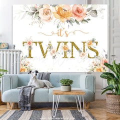 Lofaris Floral Its Twins Simple Lovely Baby Shower Backdrop