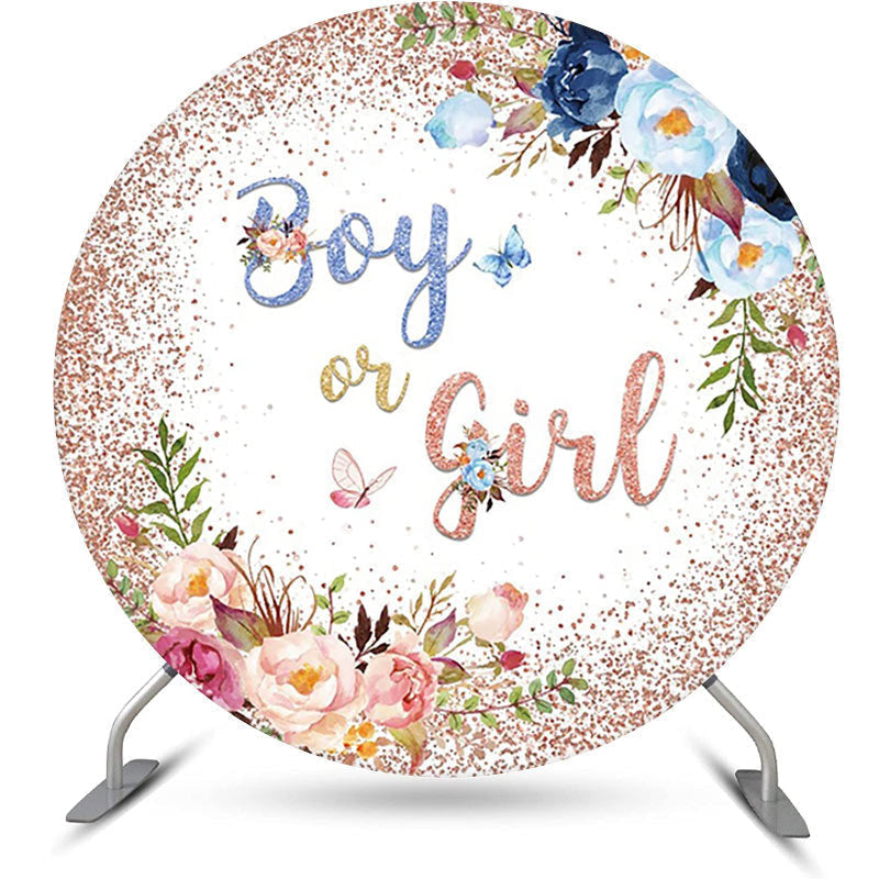 Lofaris Floral Leaf Boy Or Girl Round Baby Shower Backdrop