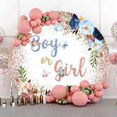 Lofaris Floral Leaf Boy Or Girl Round Baby Shower Backdrop