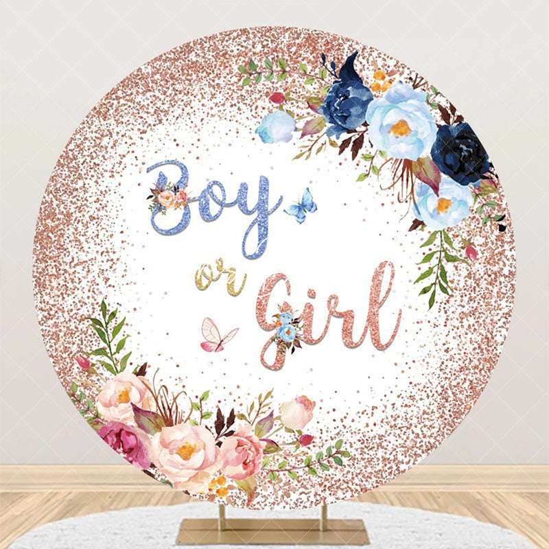 Lofaris Floral Leaf Boy Or Girl Round Baby Shower Backdrop