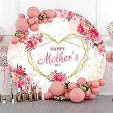 Lofaris Floral Leaves Gold Heart Round Mothers Day Backdrop