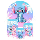 Floral Lilo & Stitch Round Backdrop and Cylinder Kit